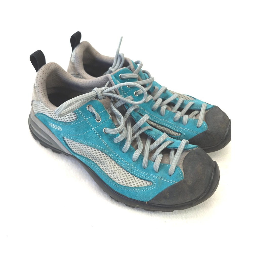 Asolo Hiking Shoes Teal Suede Grey Mesh Sz 8 Gorpcore Trail Approach Sneakers